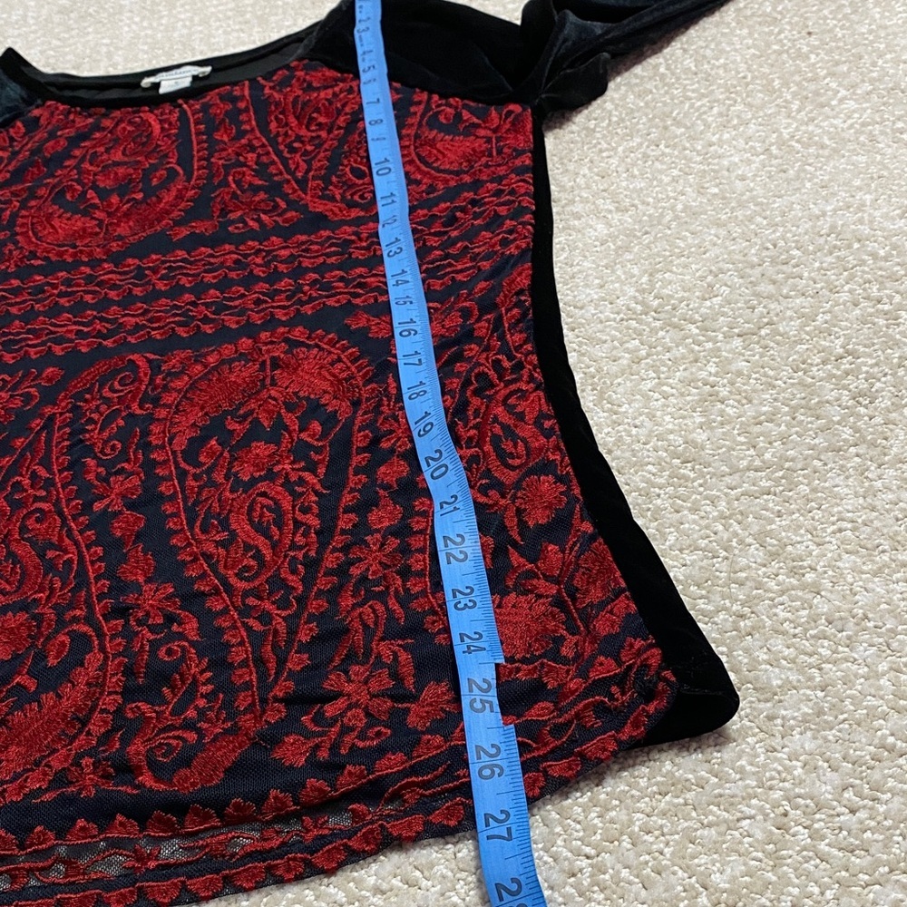 Sundance Black and Red Paisley Long Sleeve Top Size S - Picture 11 of 14